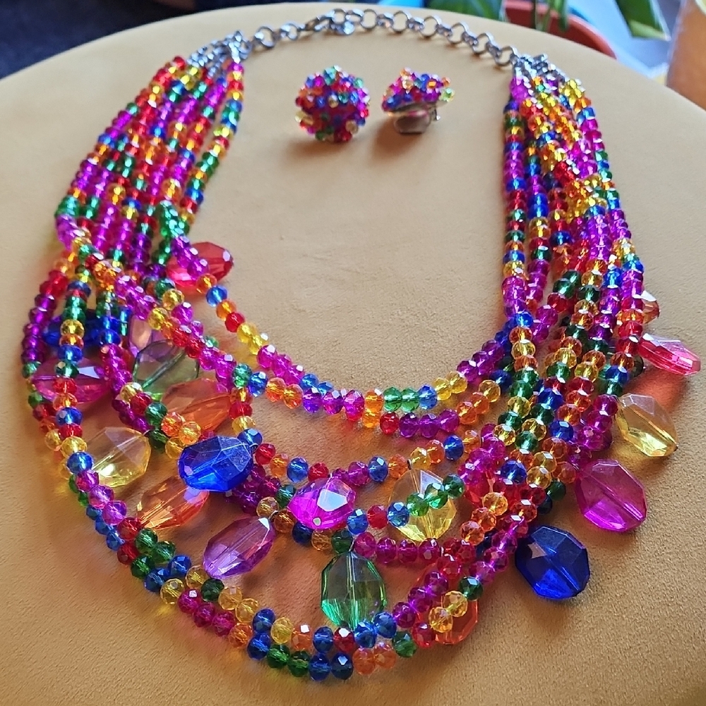Multicolor Beaded Necklace and Earring Set